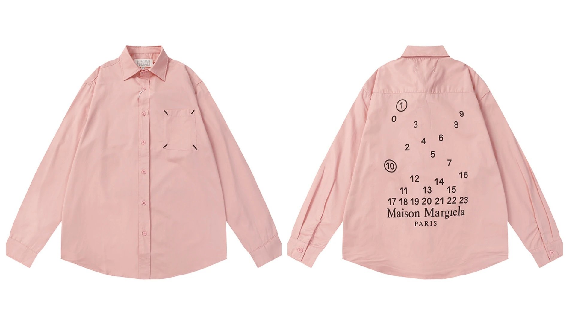 MM6 Maison Margiela Numeric Logo Print Long-Sleeve Shirt White