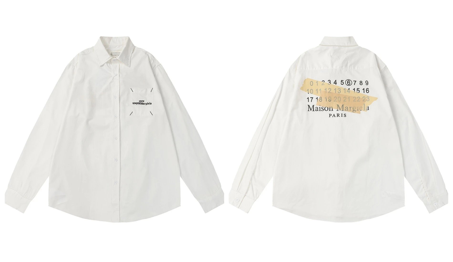 MM6 Maison Margiela Numeric Logo Print Long-Sleeve Shirt White