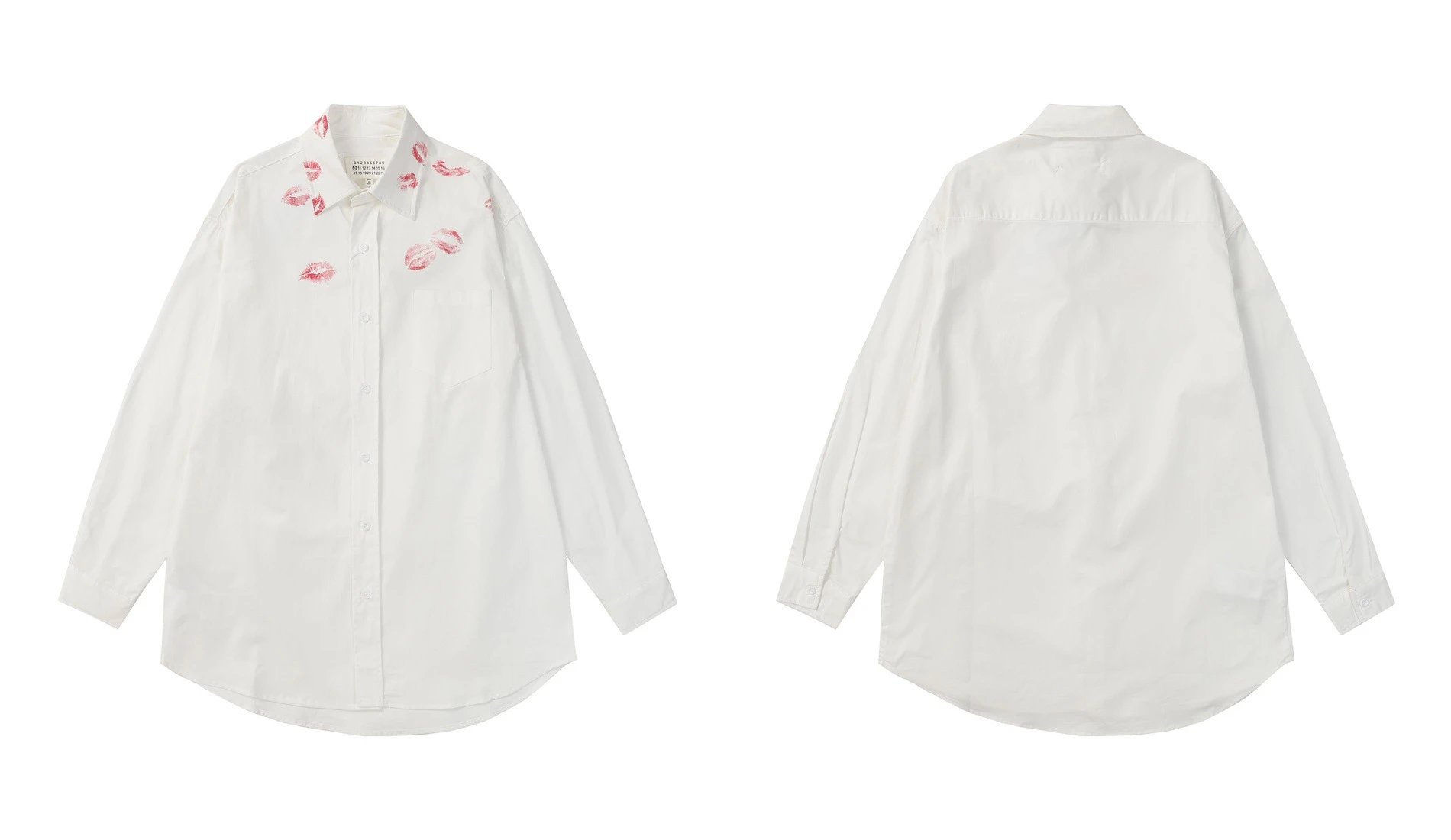 MM6 Maison Margiela Numeric Logo Print Long-Sleeve Shirt White