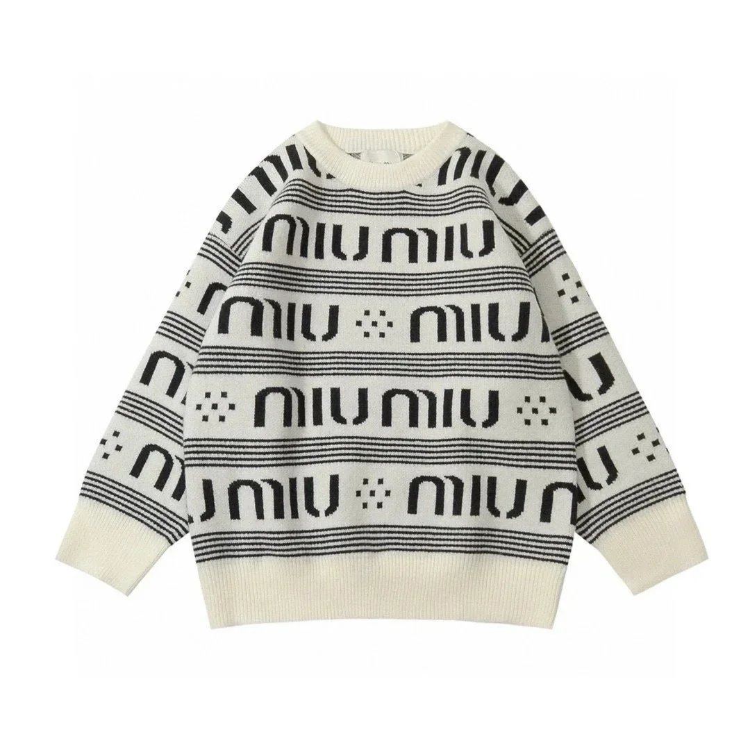 Miu Miu Logo-Embellished Wool Sweater Black