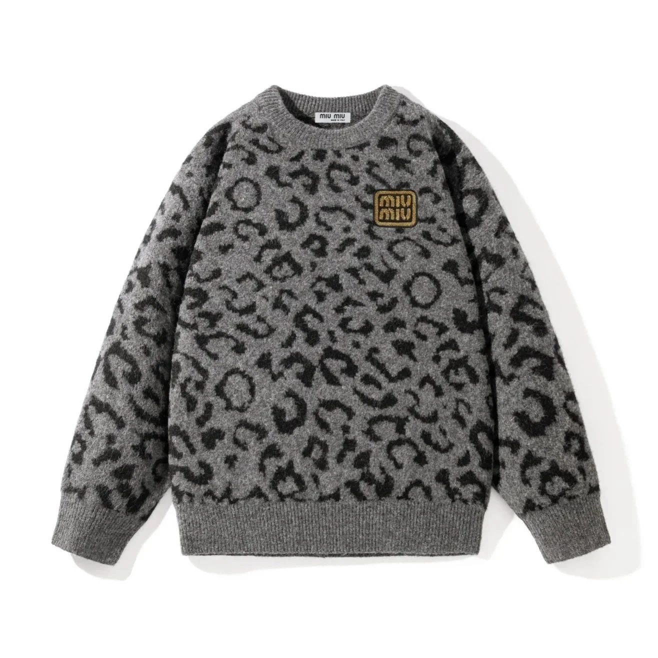 Miu Miu Logo-Embellished Wool Sweater Black