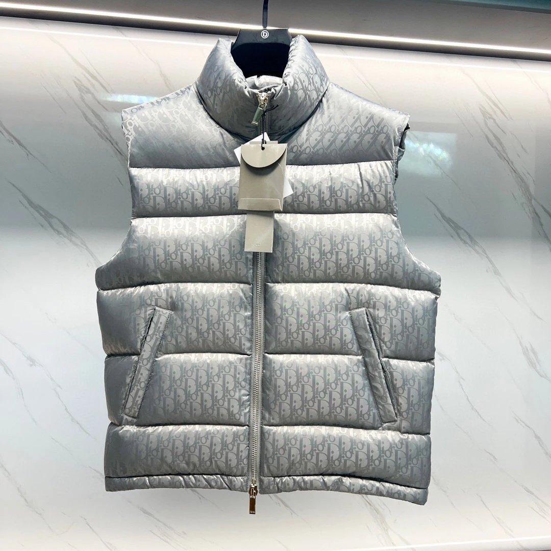 Dior Oblique Technical Jacquard Down Vest Grey