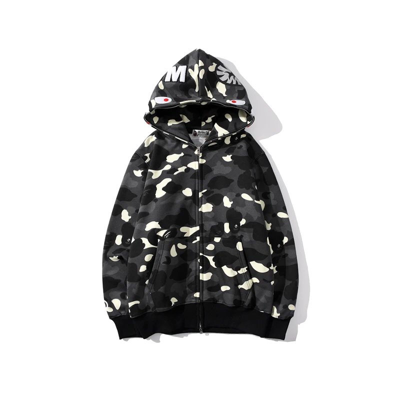 BAPE City Camo Shark Full Zip Hoodie Black