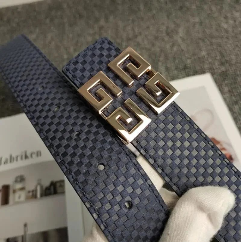 Givenchy 4G Buckle Monogram Embossed Leather Belt Black Gold