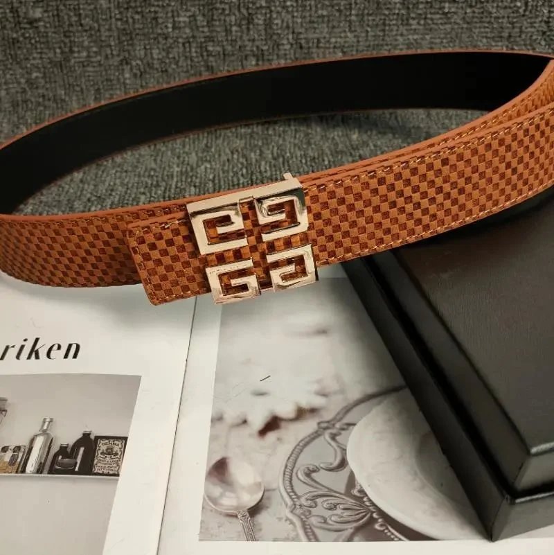 Givenchy 4G Buckle Monogram Embossed Leather Belt Black Gold