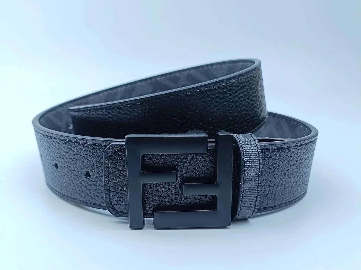 Fendi FF Reversible Leather Belt Black