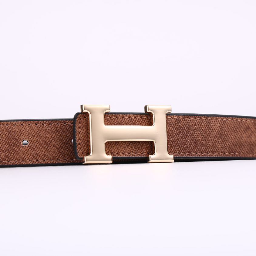 Hermès H Belt Buckle Reversible Leather Strap Brown Gold