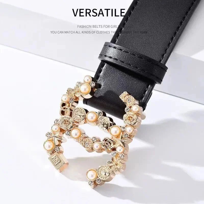 Chanel Calfskin Woven Chain CC Buckle Belt Black Silver