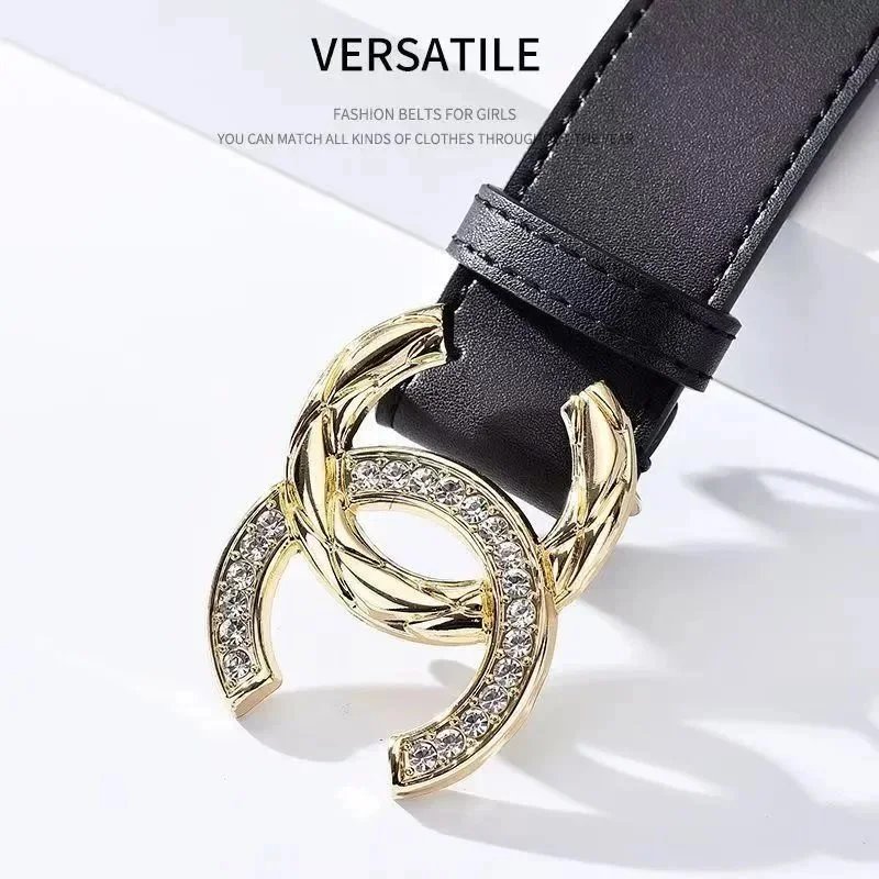 Chanel Calfskin Woven Chain CC Buckle Belt Black Silver