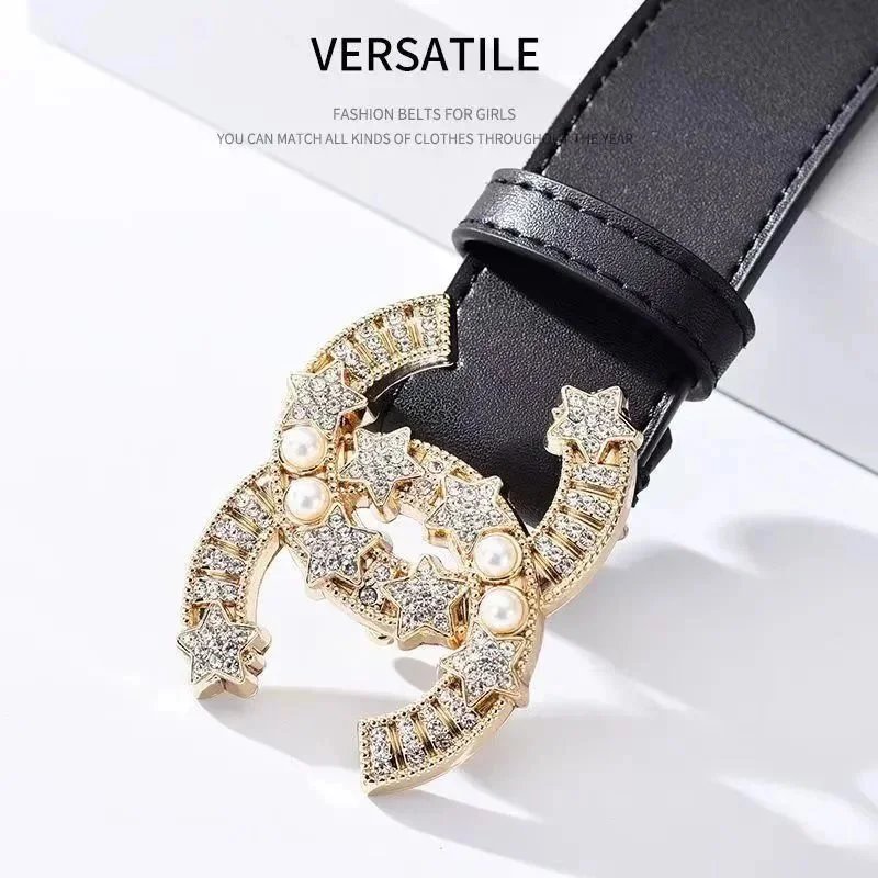 Chanel Calfskin Woven Chain CC Buckle Belt Black Silver