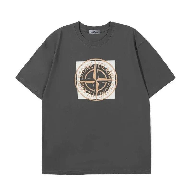 Stone Island Outline Compass Print T-Shirt Dark Grey