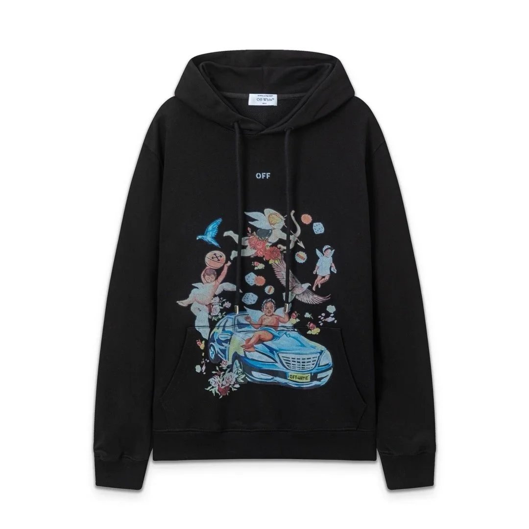 Off-White Tape Arrow Skate Hoodie Black Citrus