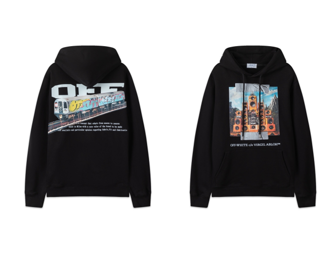 Off-White Tape Arrow Skate Hoodie Black Citrus