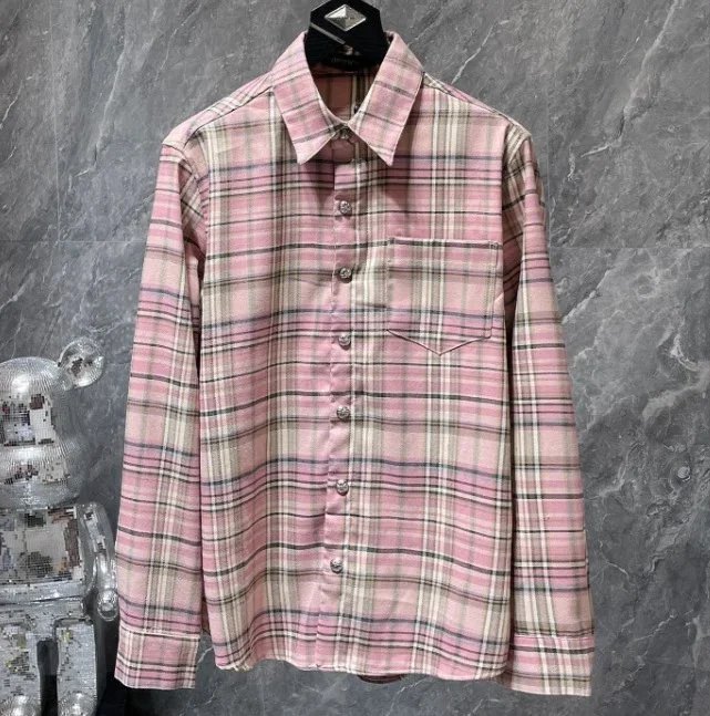 Chrome Hearts Leather Cross Patch Plaid Flannel Shirt