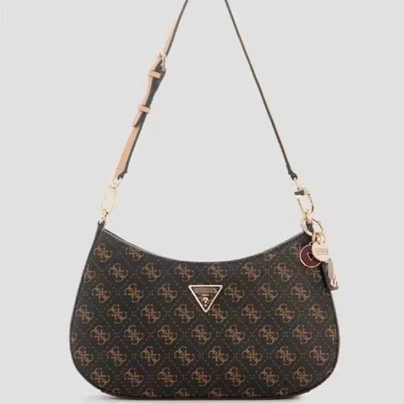 Guess Noelle Top Zip Shoulder Bag Brown