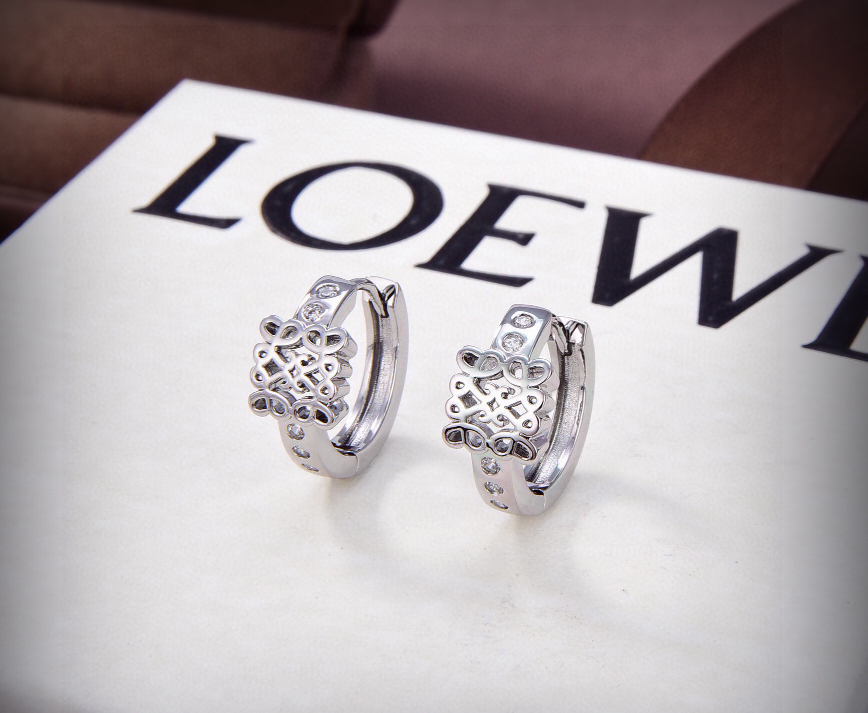 Loewe Anagram Hoop Earrings Silver