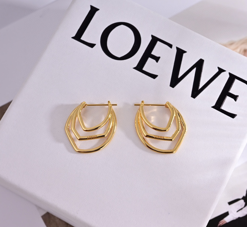 Loewe Anagram Hoop Earrings Silver