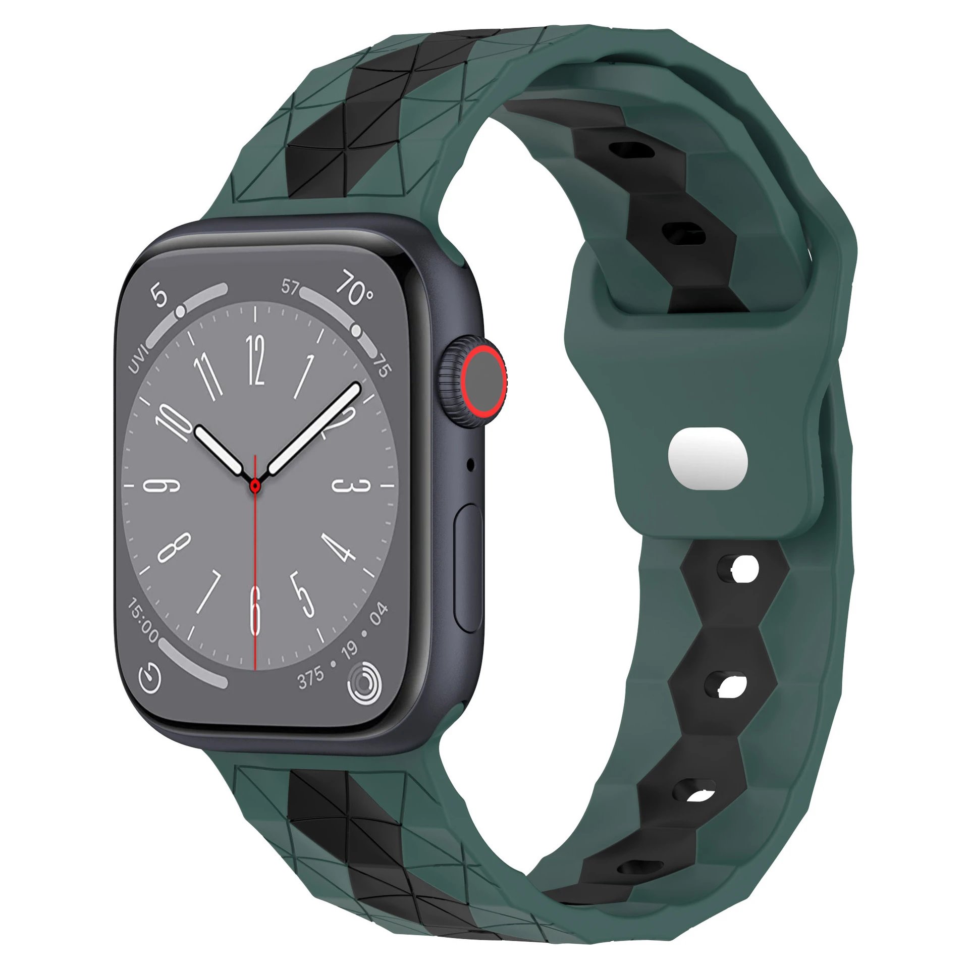 Apple Watch Silicone Sport Strap Football Pattern Dark Green/Black