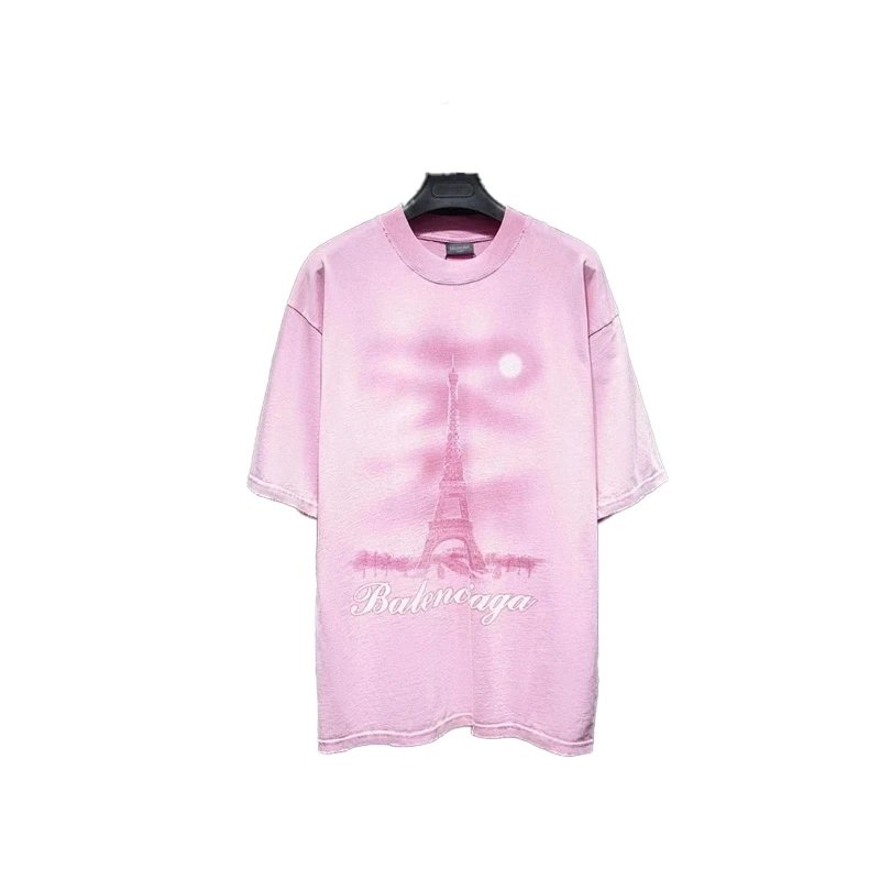 Balenciaga Paris Moon Oversized T-Shirt Pink