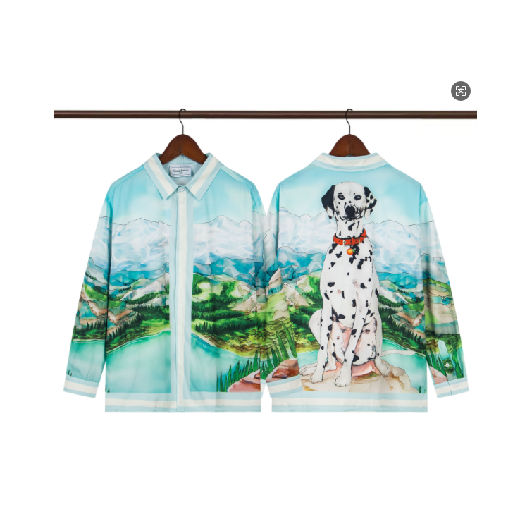 Casablanca Dalmatian A La Montagne Long Sleeve Silk Shirt