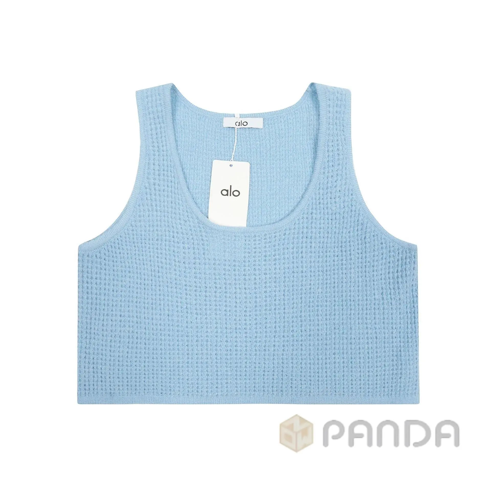Alo Yoga Waffle Knit Cropped Tank Top Light Blue