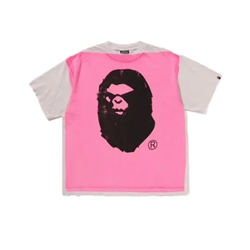 SAINT Mxxxxxx x BAPE Mad Face Handprinting Tee Pink