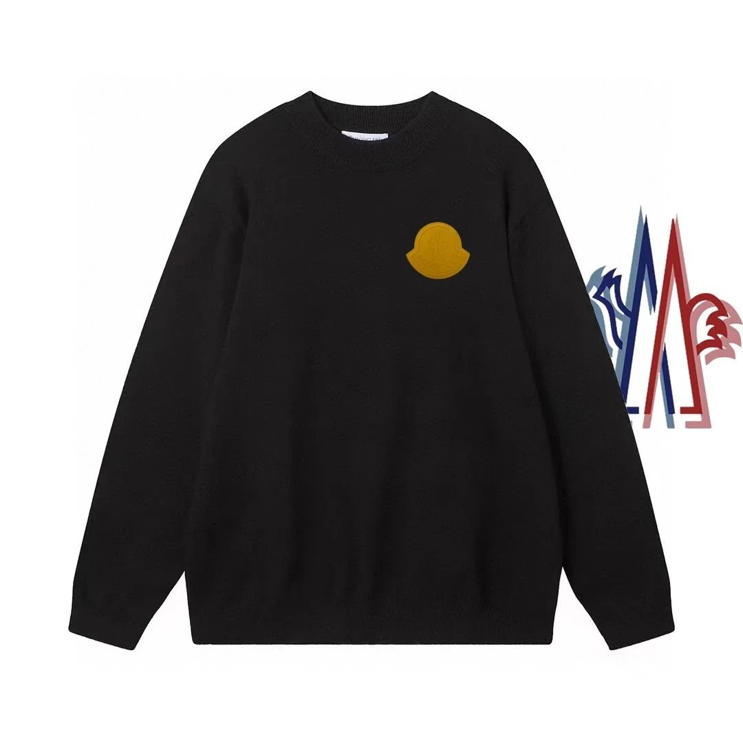 Moncler Tricolor Outline Logo Knit Sweater Off-White