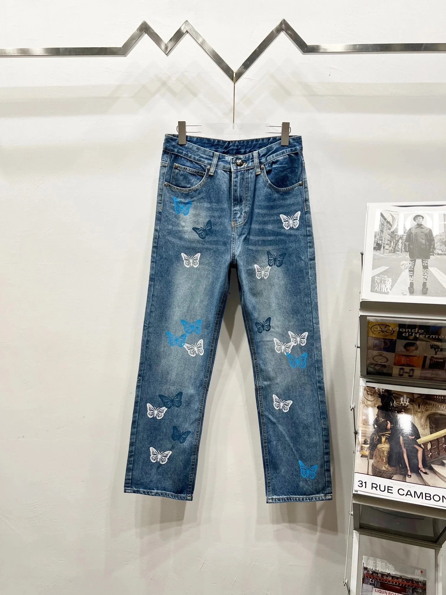 Chrome Hearts x Matty Boy Sex Records Cross Patch Jeans Light Blue