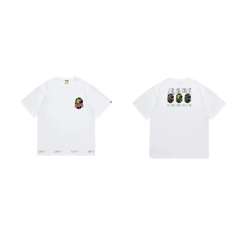 A Bathing Ape Neon Camo Multi Ape Head Tee White