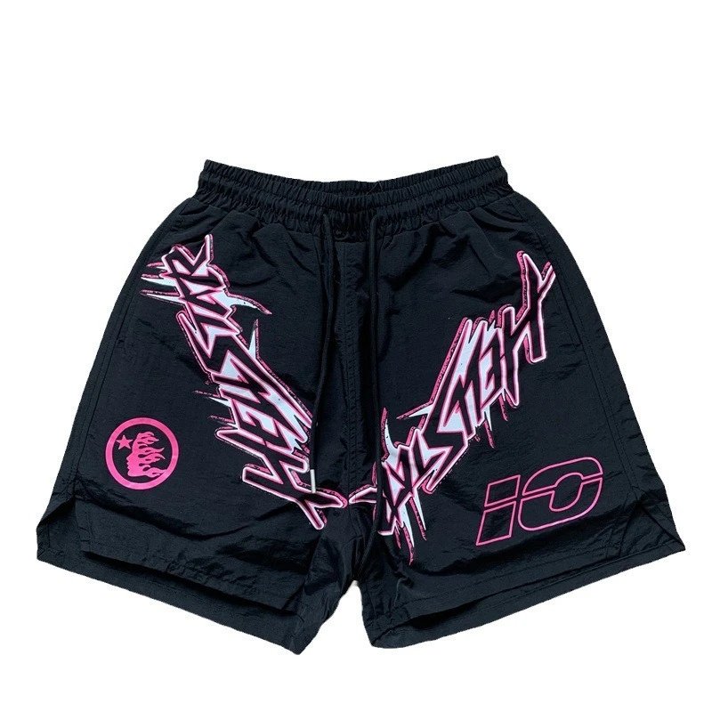 Hellstar Waxed Nylon Athletic Shorts Black