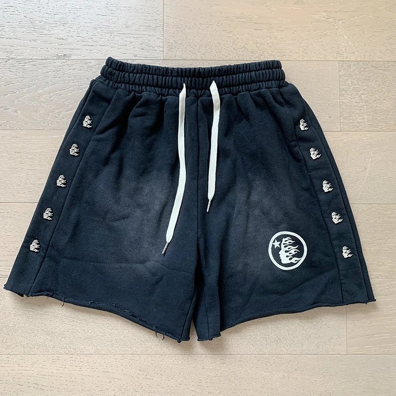 Hellstar Waxed Nylon Athletic Shorts Black