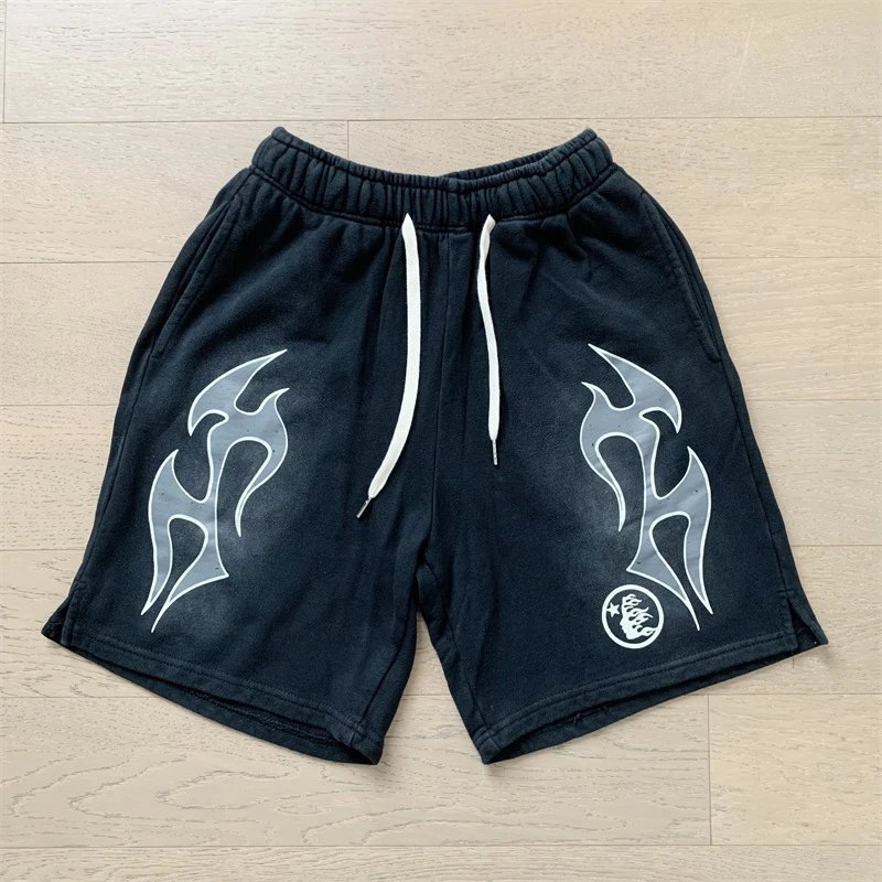 Hellstar Waxed Nylon Athletic Shorts Black