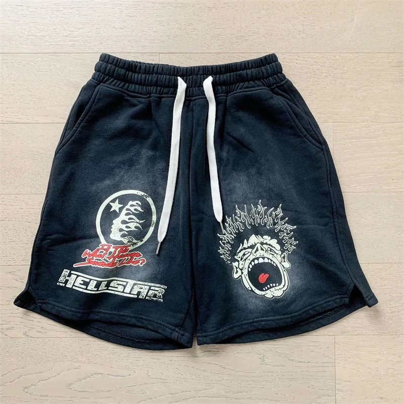 Hellstar Waxed Nylon Athletic Shorts Black