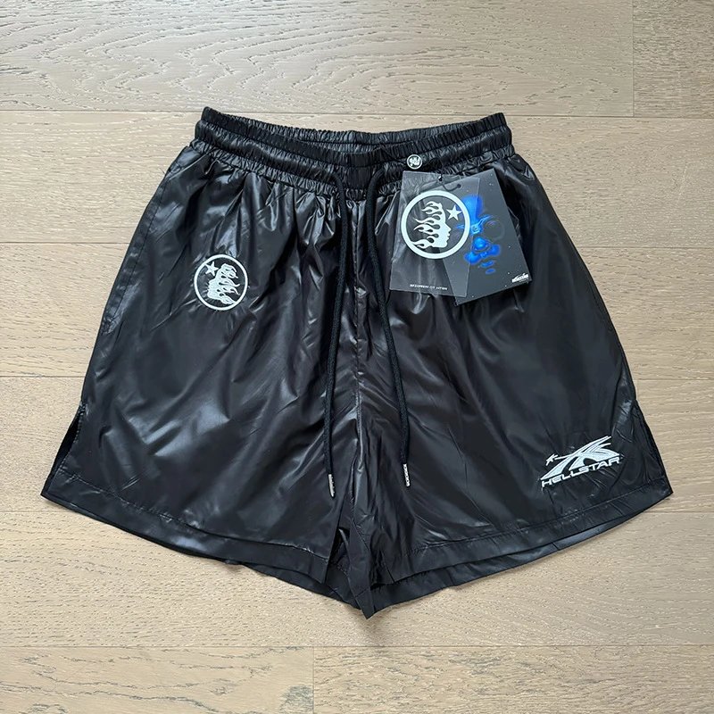 Hellstar Waxed Nylon Athletic Shorts Black