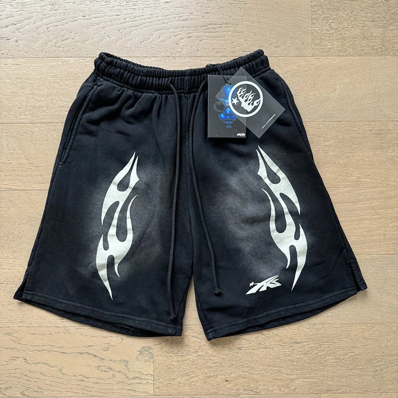 Hellstar Waxed Nylon Athletic Shorts Black