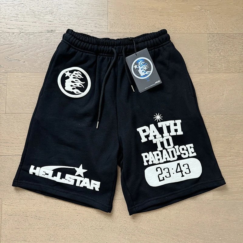 Hellstar Waxed Nylon Athletic Shorts Black