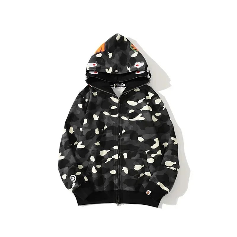 A Bathing Ape City Camo Double Shark Full Zip Hoodie Black