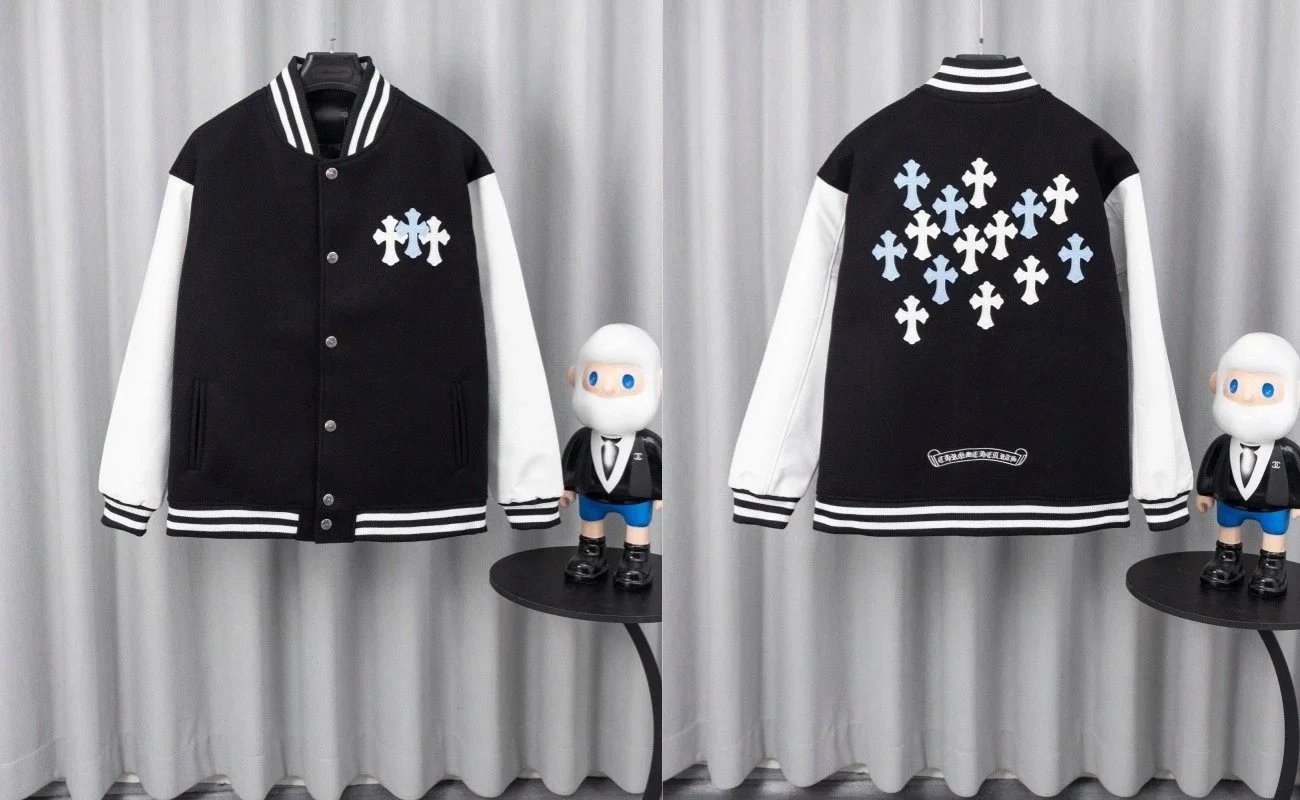 Chrome Hearts Multi Cross Patch Varsity Jacket Black/White