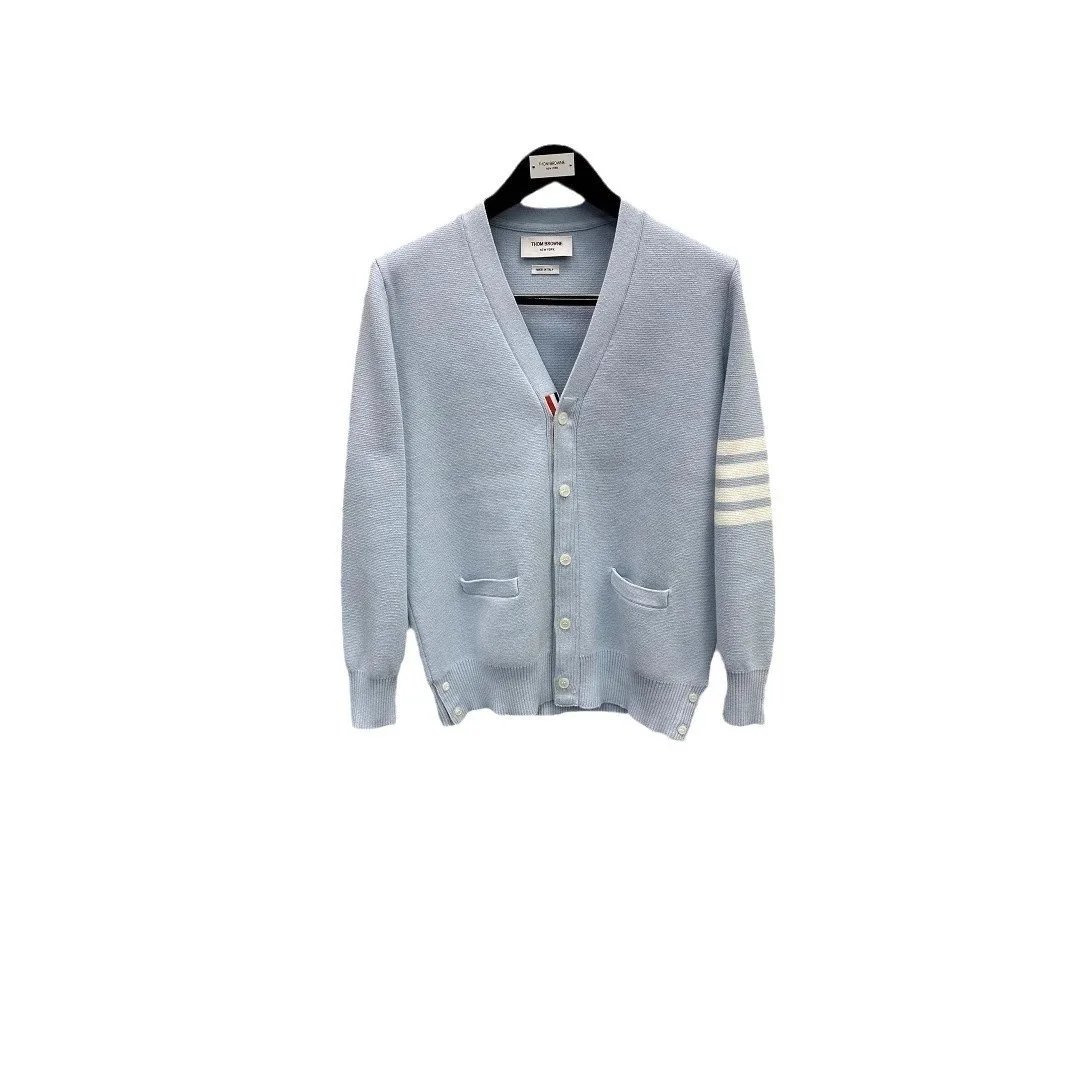 Thom Browne 4-Bar Milano Stitch Cardigan Light Blue