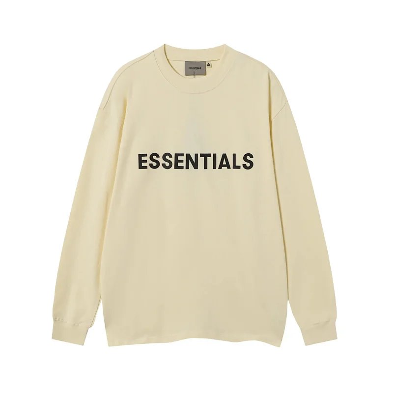 Fear of God Essentials SS20 3D Silicon Applique Boxy Long-Sleeve T-Shirt Cream