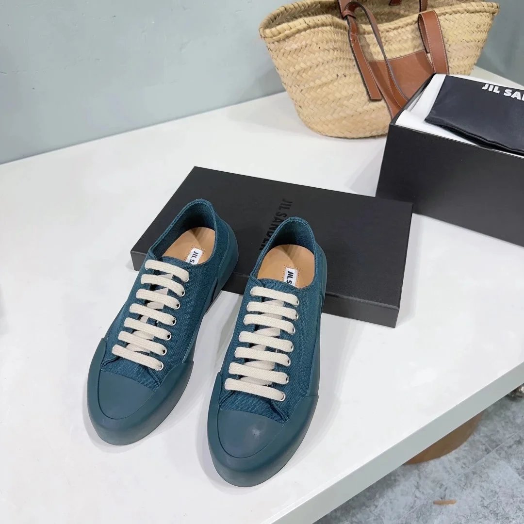Jil Sander Vulcanized Platform Low-Top Leather Sneakers