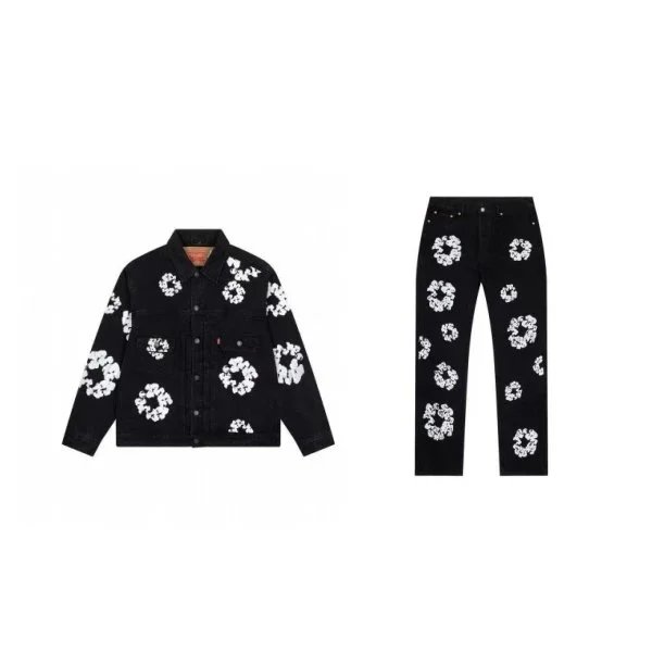 Denim Tears x Levi's Type II Cotton Wreath Denim Jacket Black