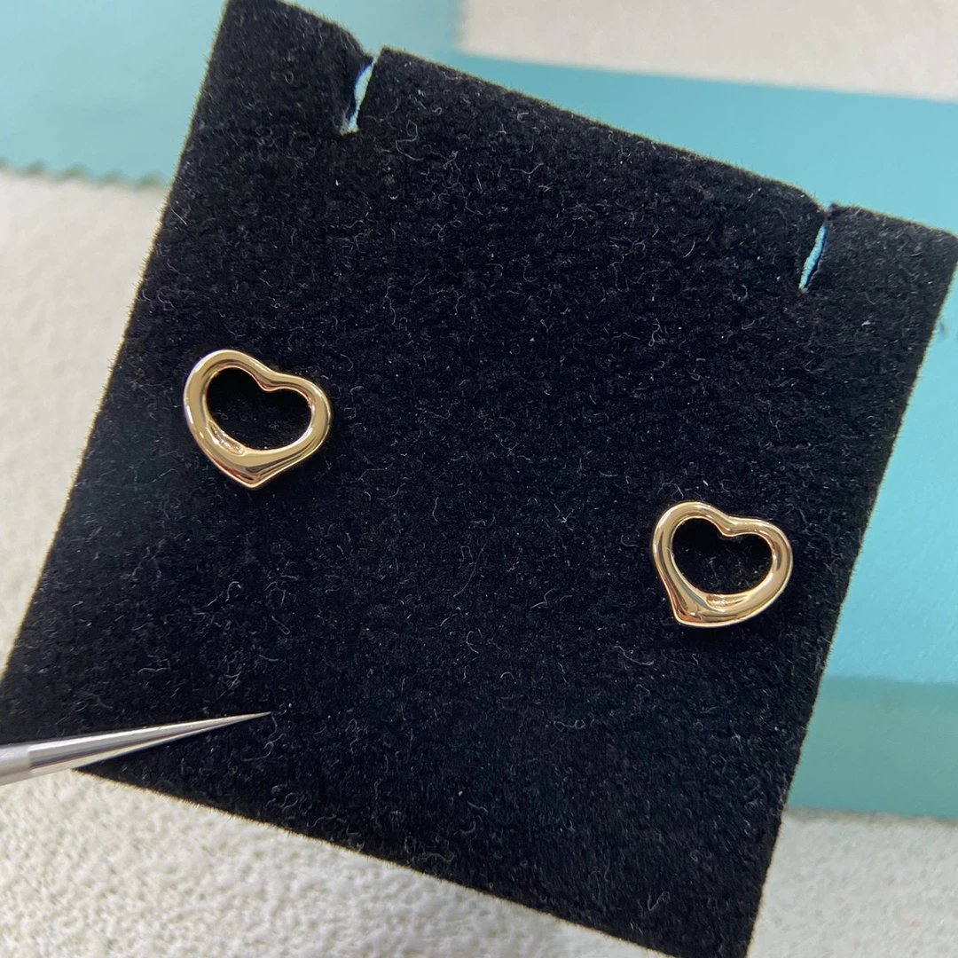 Tiffany & Co. Elsa Peretti Open Heart Stud Earrings Silver