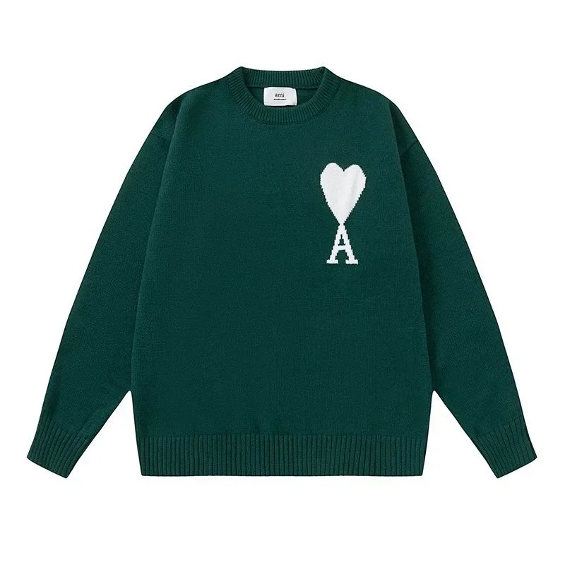Ami Paris Ami de Coeur Oversized Crewneck Sweater Forest Green