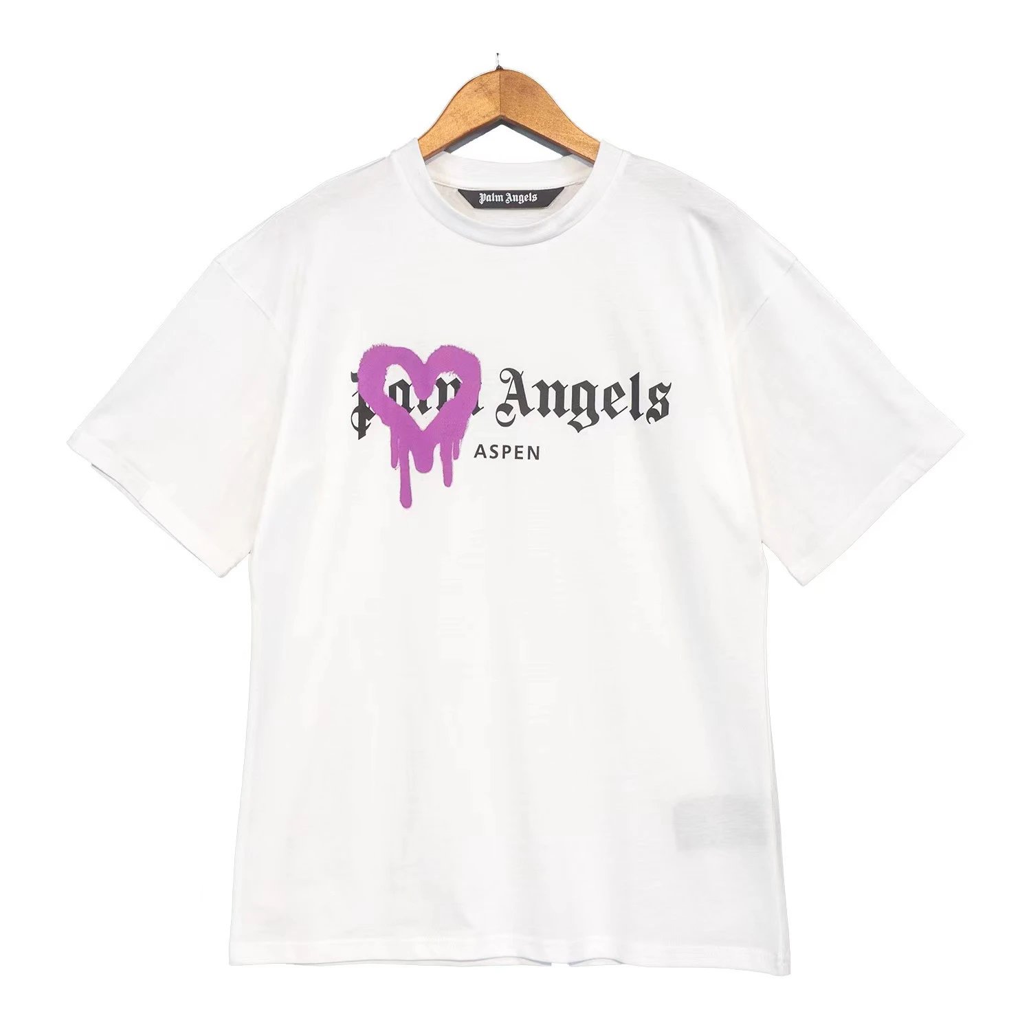 Palm Angels Aspen Heart Sprayed Logo T-Shirt White/Purple