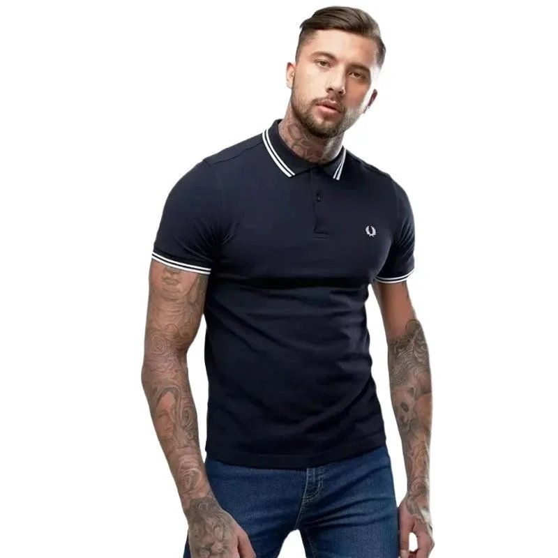 Fred Perry M3600 The Twin Tipped Polo Shirt Navy/White