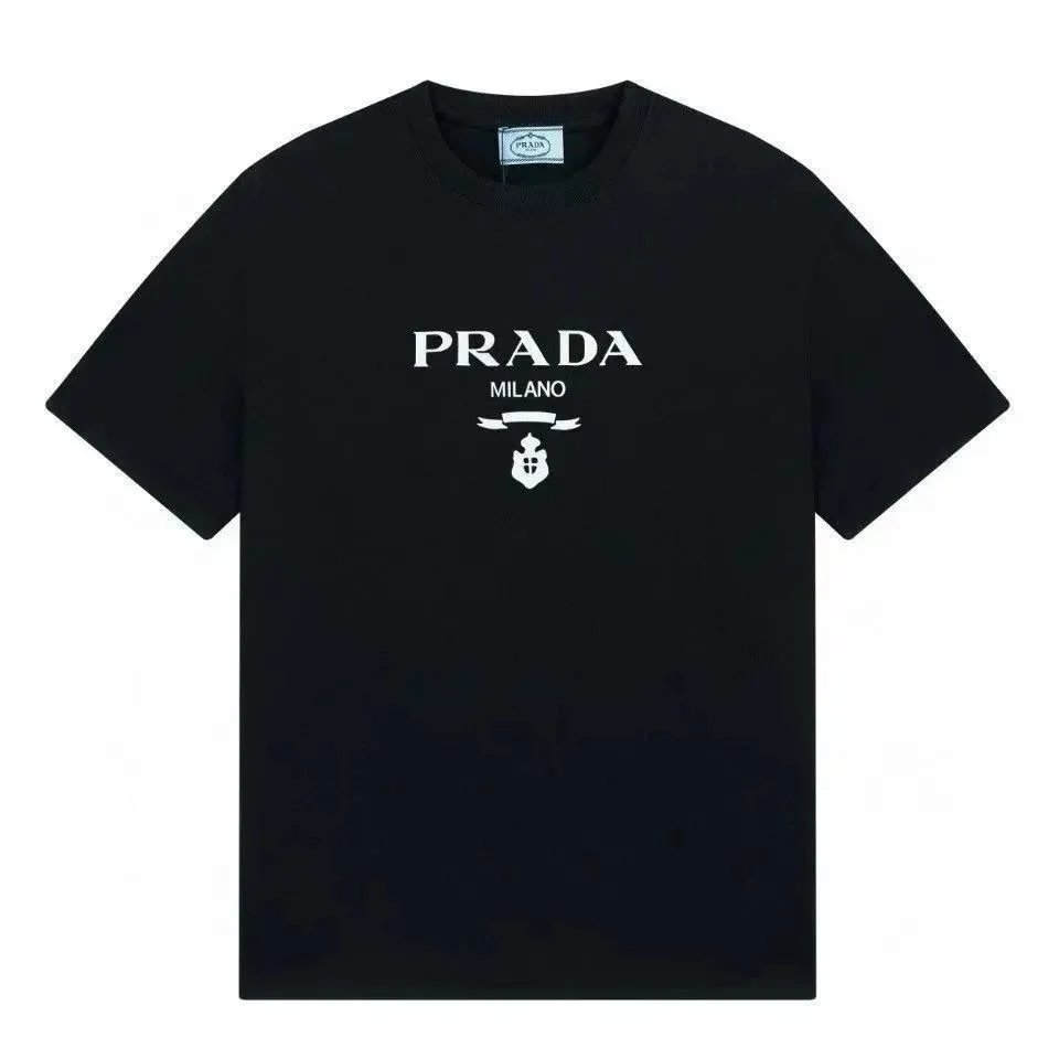 Prada Milano Logo Intarsia Short-Sleeved Knit T-Shirt Black