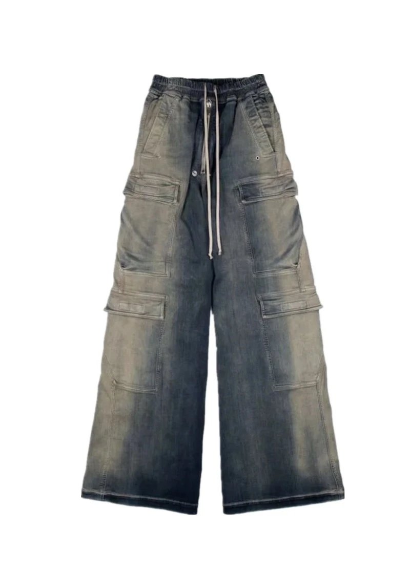 Rick Owens DRKSHDW SS23 EDFU Double Cargo Jumbo Belas Degrade Denim Pants
