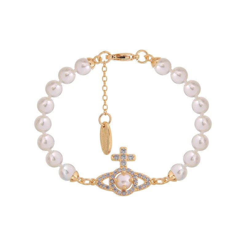 Vivienne Westwood Olympia Pearl Bracelet Silver / Pink