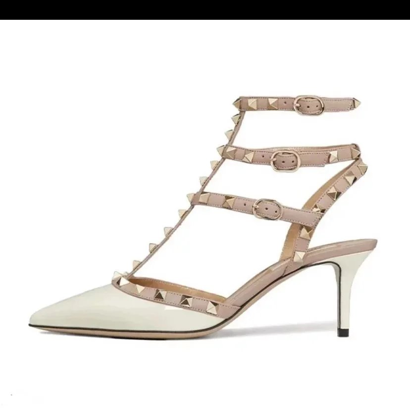 Valentino Garavani Rockstud Caged Patent Leather 65mm Pumps Poudre